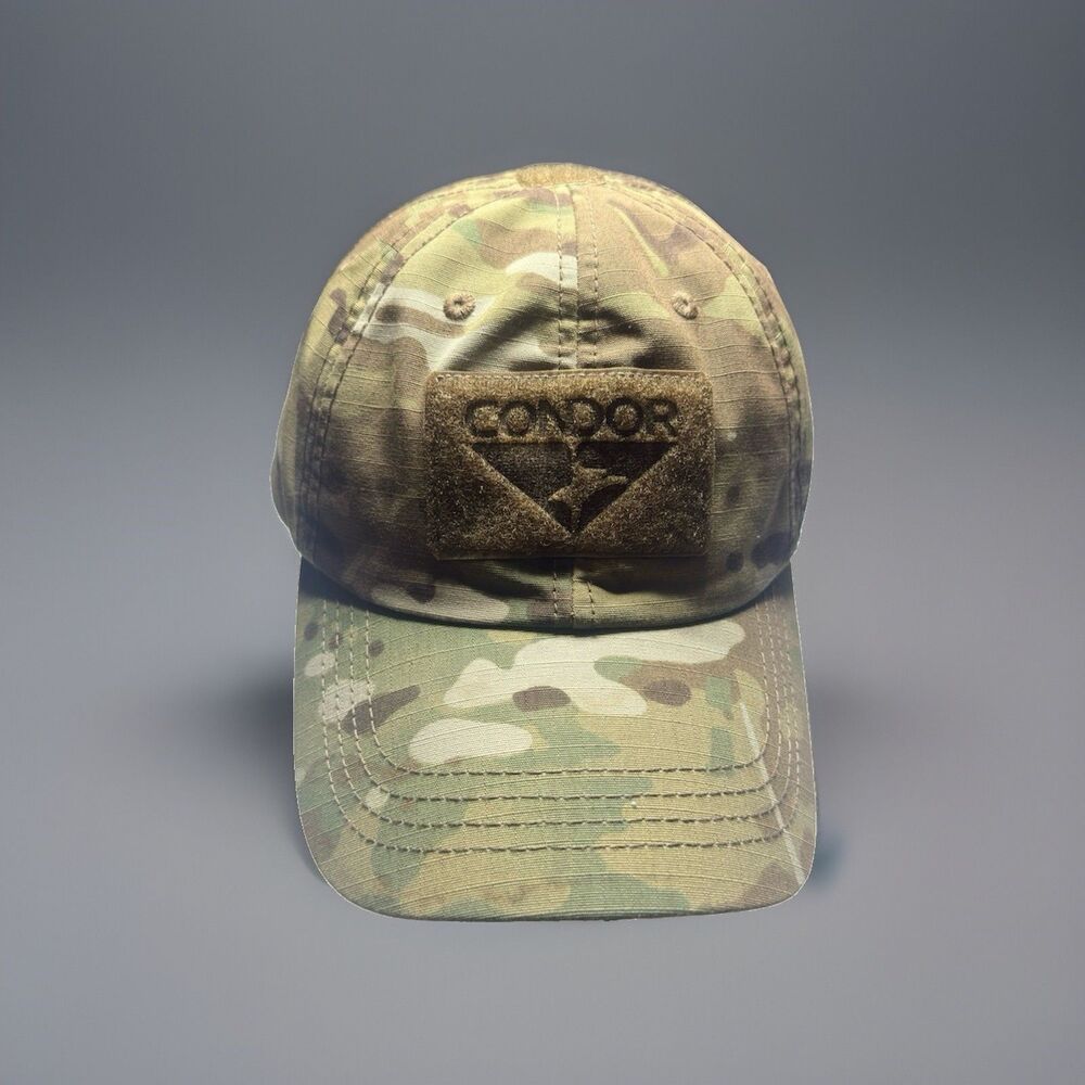 CONDOR TCM-008 Tactical Mesh-Back Multicam Camo StrapBack Cap w/PATCH PANEL NWOT